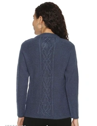 Clapton Acrylic Blend Round Neck Full Sleeve Casual Solid Winter Wear Cardigans For Women - XL, Grey, Wollen, Pack of1